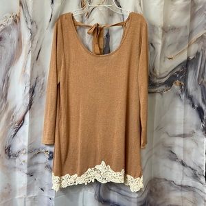 Charming Charlie tan dressy long sleeve. Size Medium.